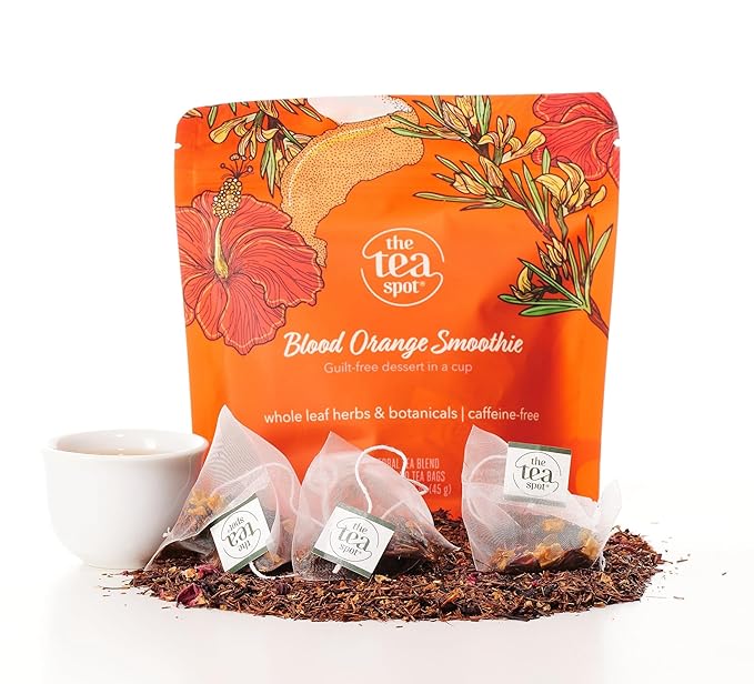 The Tea Spot Blood Orange Smoothie Herbal Tea | Blend of Rooibos Tea, Orange Peel, Hibiscus, Rosehips, Rose Petals, Safflowers, and Vanilla Flavors | Caffeine-Free 15 Tea Bags - Bloomnest