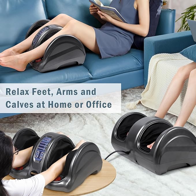H&B Luxuries Shiatsu Foot Massager Machine with Remote Controller, Kneading and Rolling Home Massagers for Feet, Ankle, Calf, Leg, Ideal for Men, Women, Father, Mom Parents and The Elderly, Gray