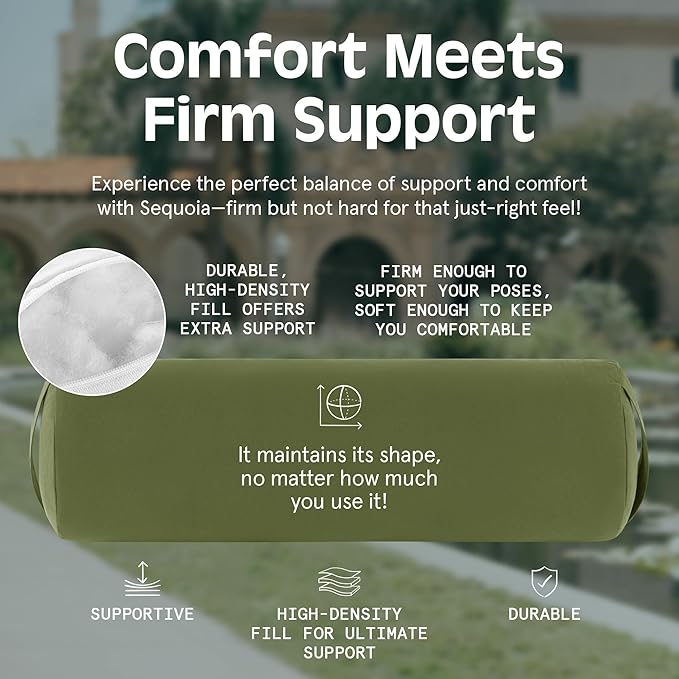 Retrospec Retrospec Sequoia Yoga Bolster Pillow - Meditation Cushion for Yoga Practices - Includes Machine Washable 100% Cotton Cover & Durable Carry Handle - Bloomnest