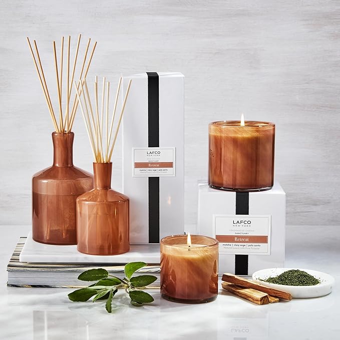 LAFCO New York Signature Candle, Retreat - 15.5 oz - 90-Hour Burn Time - Reusable, Hand Blown Glass Vessel - Made in The USA - Bloomnest
