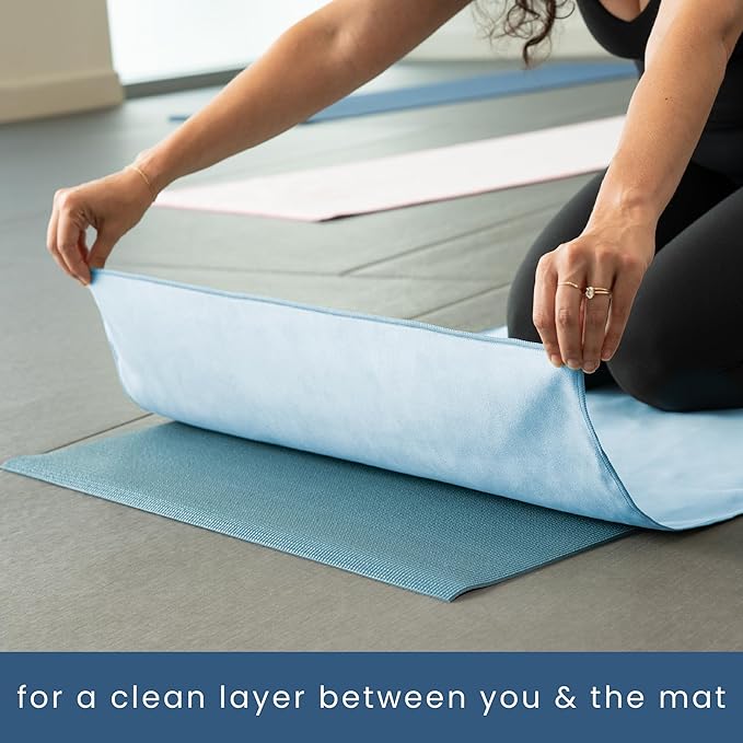 S&T INC. Yoga Mat Towel, Quick Dry Towel, Soft and Absorbent for Gym, Pilates, and Hot Yoga Mat, 1 Pack, 26.5 inches x 72 inches, Microfiber, Blue - Bloomnest