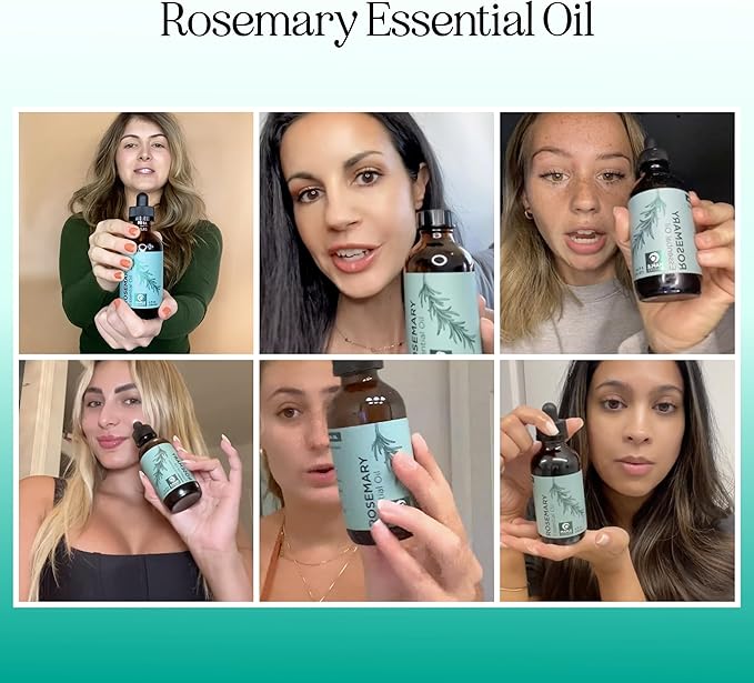 Pure Rosemary Essential Oil with Dropper - Undiluted Rosemary Oil for Hair Skin and Nails and Refreshing Aromatherapy Oil for Diffusers - Rosemary Essential Oil for Cleansing Dry Scalp Care 4oz - Bloomnest
