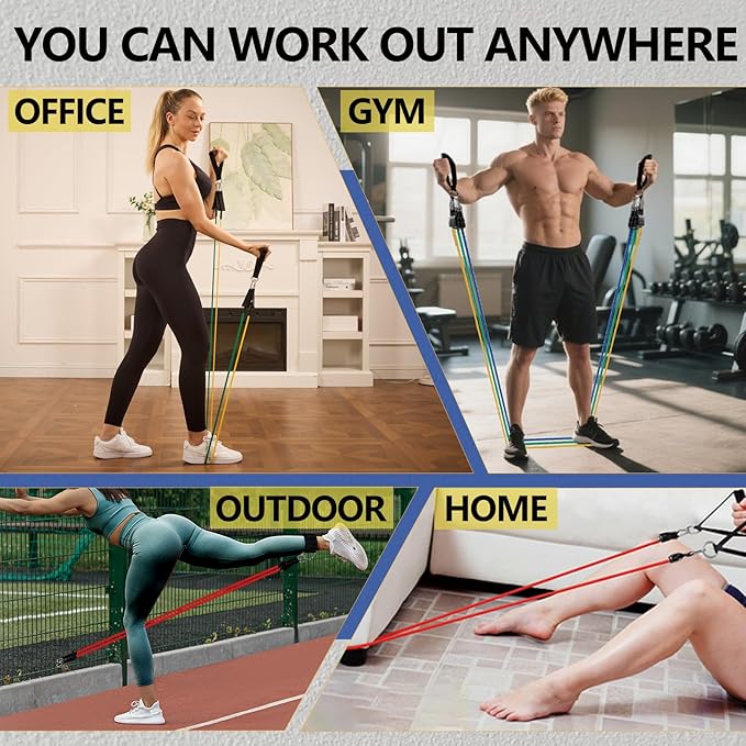 Resistance Bands,Exercise Bands,Grip Strength Trainer,Resistance Bands for Working Out with Handles for Men and Women,Workout Bands with Door Anchor and Ankle,Strength Training Home Gym Equipment - Bloomnest