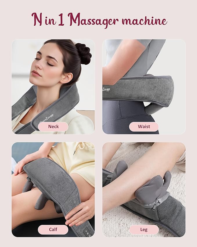 Cordless Neck Massager with Heat - FSA Eligible HSA Neck Shoulder Massager for Pain Relief Deep Tissue,6D Deep Kneading Shiatsu Back Massage, Gifts for Fathers Men Women - Bloomnest