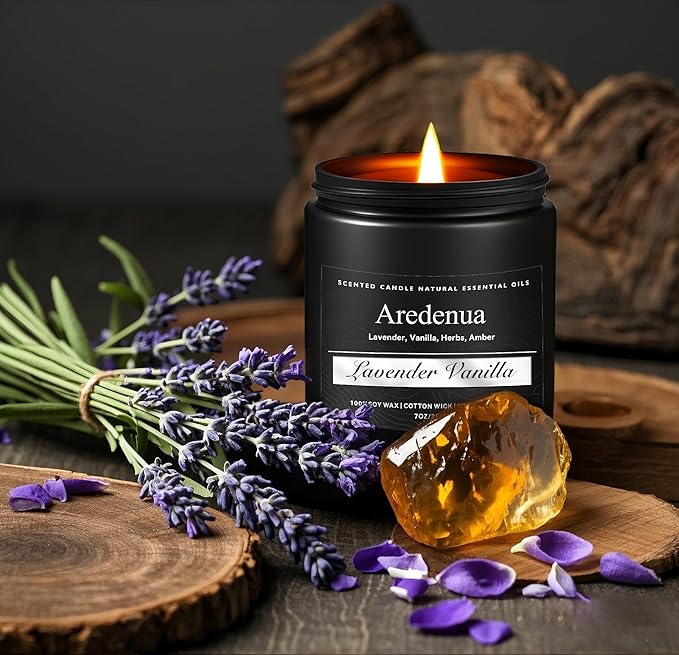 Lavender Vanilla Candle | Candle Gifts, Soy Candles for Home Scented, Aromatherapy Gifts for Women Men - 7oz Scented Candles for Home, 50 Hours Burn Time, Perfect for Relaxing Home Fragrance - Bloomnest