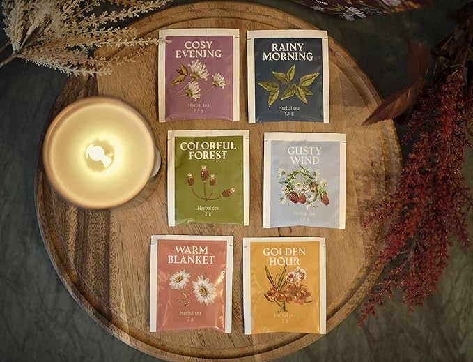 ACORUS Autumn Taste Tea Set, Natural Herbal Tea Variety Pack, Assorted Tea Box, Tea Gift Set of 6 Different Teas, Herbal Tea Sampler of 60 Tea Bags Individually Wrapped, Discover Rich Autumn Teas - Bloomnest