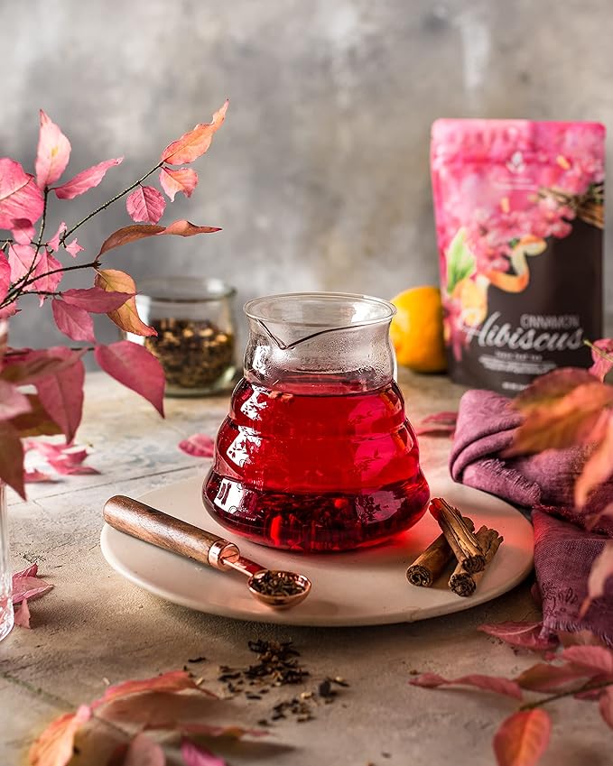 Gardenika Organic Cinnamon Hibiscus Loose Leaf Tea | Natural & Antioxidant Rich | Caffeine-Free | 55+ Cups | USDA Organic & Kosher | 4 oz - Bloomnest