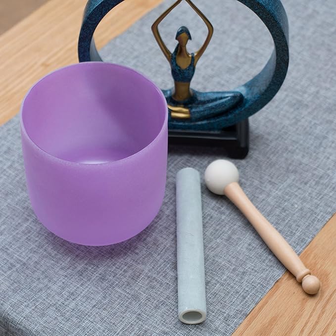 Leize Quartz Crystal Singing Bowl 432hz B Note Crown Chakra Violet 6" with Suede Striker - Bloomnest