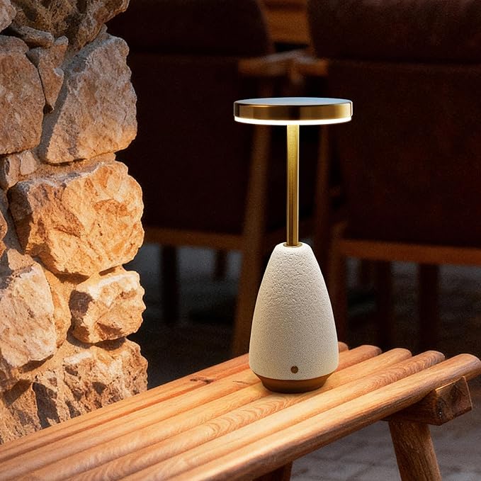 RONDURE 11.0" Ceramic Cordless Table Lamp, Portable Rechargeable Table lamp, Touch Dimmable Warm Ambient Lighting for Living Room, Bedroom, Dining Room, Fast Charging & Long Lasting - Bloomnest