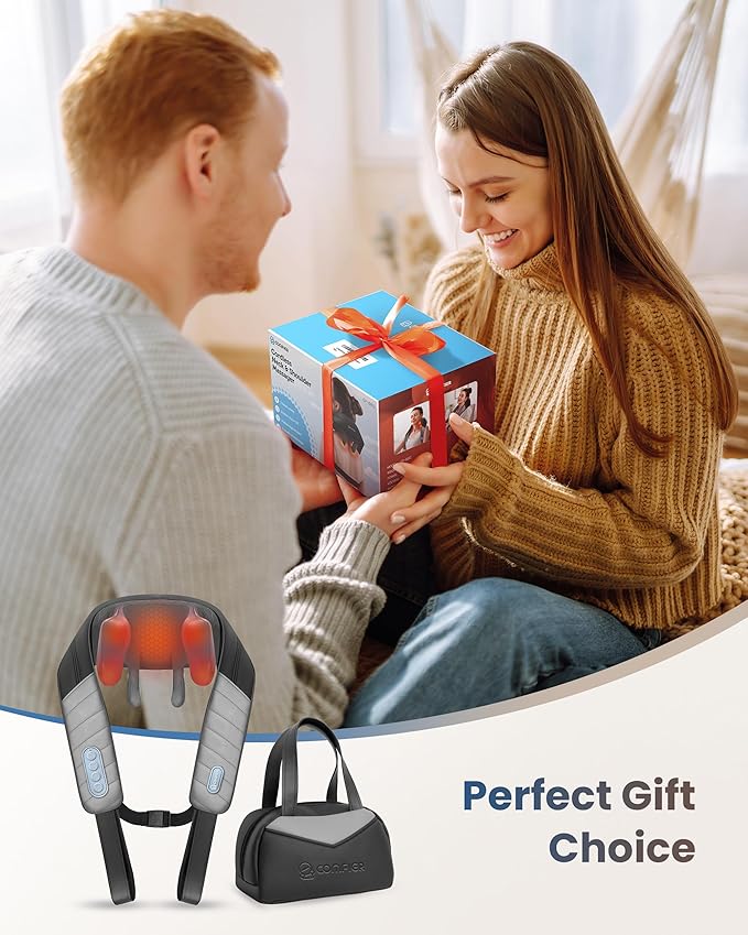 COMFIER 4D Neck Massager for Pain Relief Deep Tissue,Hands-Free Massager for Neck and Shoulder Pain, Wireless Back Massager with Storage Bag, Gift for Mom Dad Women Men - Bloomnest