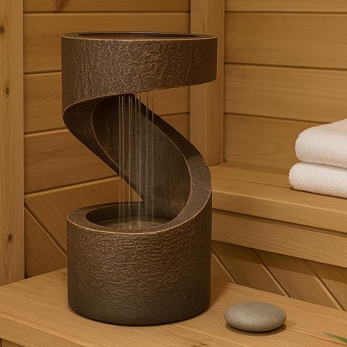 Sunnydaze Winding Showers Tabletop Water Fountain - 13 Inch Relaxing Indoor Desktop Water Fountain with LED Lights - Office, Bedroom, Living Room - Bloomnest