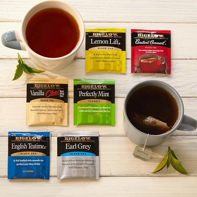 Bigelow Tea Black Tea 6 Flavor Variety Pack, Caffeinated Tea with Mint, Lemon, Constant Comment, English Teatime, Earl Grey, and Vanilla Chai, 20 Count Box (Pack of 6), 120 Total Tea Bags - Bloomnest