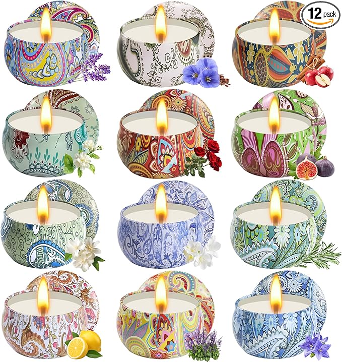 Scented Candles Gifts for Women, 12 Pack Natural Soy Candles for Home Scented, Aromatherapy Candle Set Gift for Women, Men, Friends Birthday, Anniversary - Bloomnest