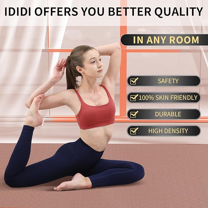 Large Yoga Mat (6'x 4') - Extra Long and Wide 72 x 48 inches, Non-Slip POE Fitness Mat, Eco-Friendly, Thick Wide Exercise Mat for Home Workouts,Ideal for Yoga and Pilates.