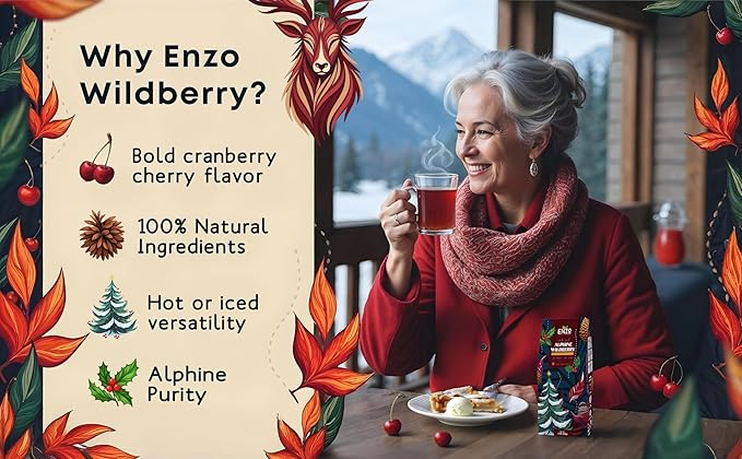 ENZO Tea Master Reserve - Alpine Wildberry (4oz) a Cherry Cranberry Secret Recipe | Mountain-Foraged Wild Berry Hibiscus | Loose Leaf Caffeine Free 37 Servings - Bloomnest