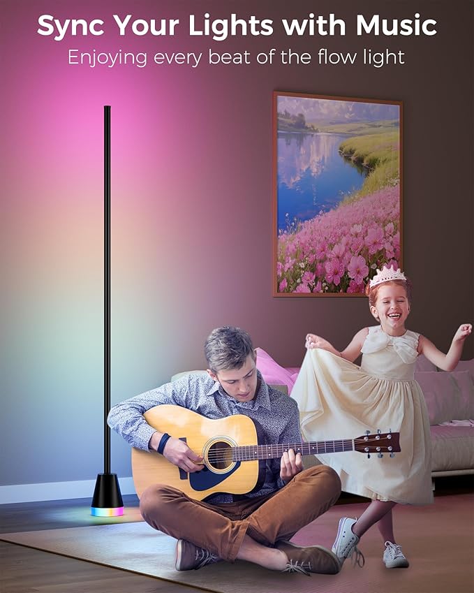 Smart RGB Corner Floor Lamp, 60 Inch 172 LEDs Bright Standing Lamps for Bedroom with APP and Remote, Modern Floor Lamp with Music Sync and 16 Million Colors Changing Ambient Lighting for Living Room - Bloomnest
