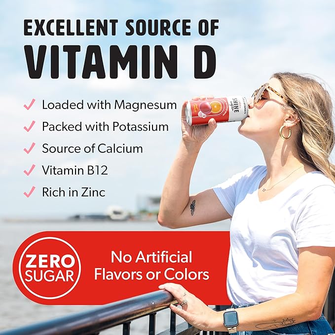 Shine Water Fruit Punch Vitamin D Electrolyte Drinks 12-Pack, Sugar Free Flavored Water with Magnesium, Zinc & Antioxidants, Low Calorie Hydration Beverage, Plant-Based Vitamin Water Zero Sugar - Bloomnest