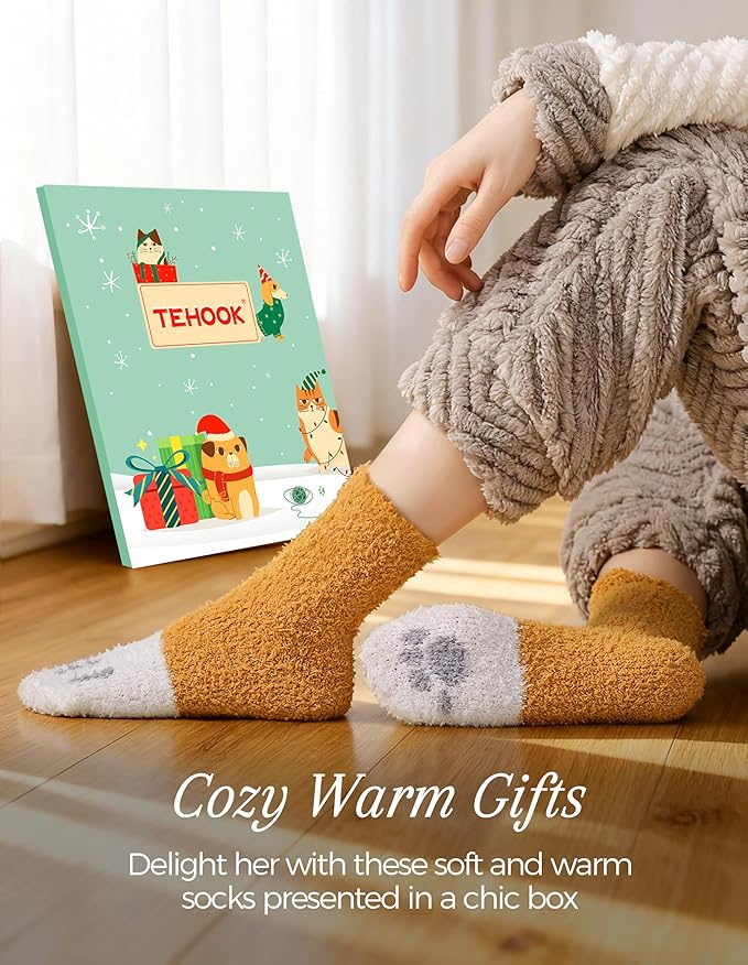 TEHOOK Warm & Cozy Valentines Gifts for Women, Fluffy Fuzzy Plush Sleeping Slipper Socks - Soft Warm Fabric - Bloomnest