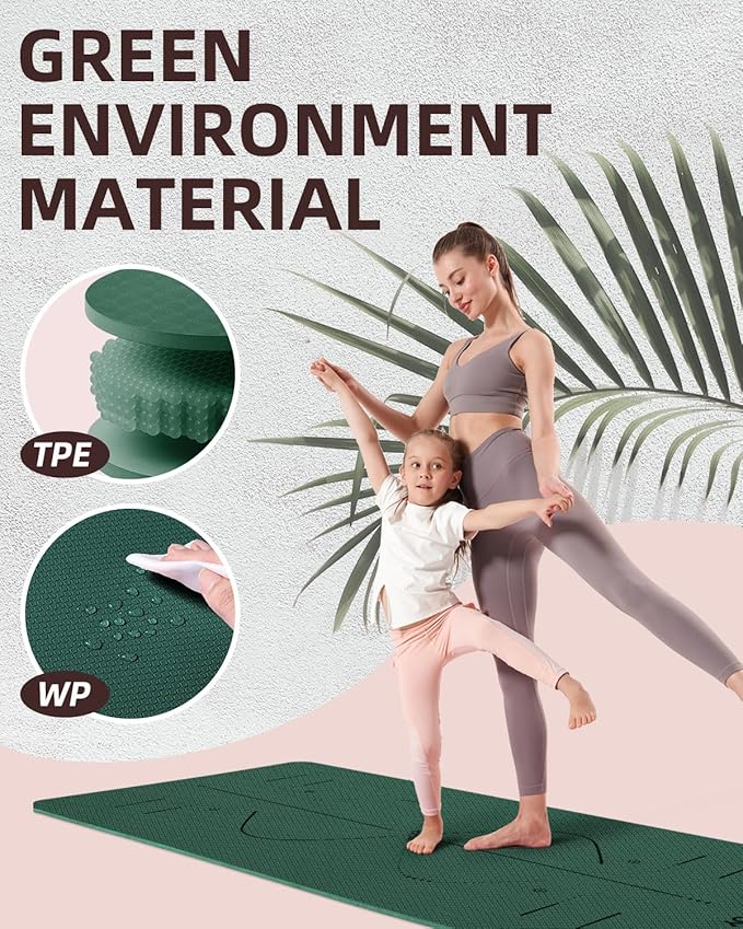 YOTTOY Yoga Mat, 72"x 32"x1/3" Extra Wide Non-Slip Exercise Fitness Yoga Mats,Eco-Friendly TPE Exercise Mats for Women Men Home Workout with Strap Bag - Bloomnest