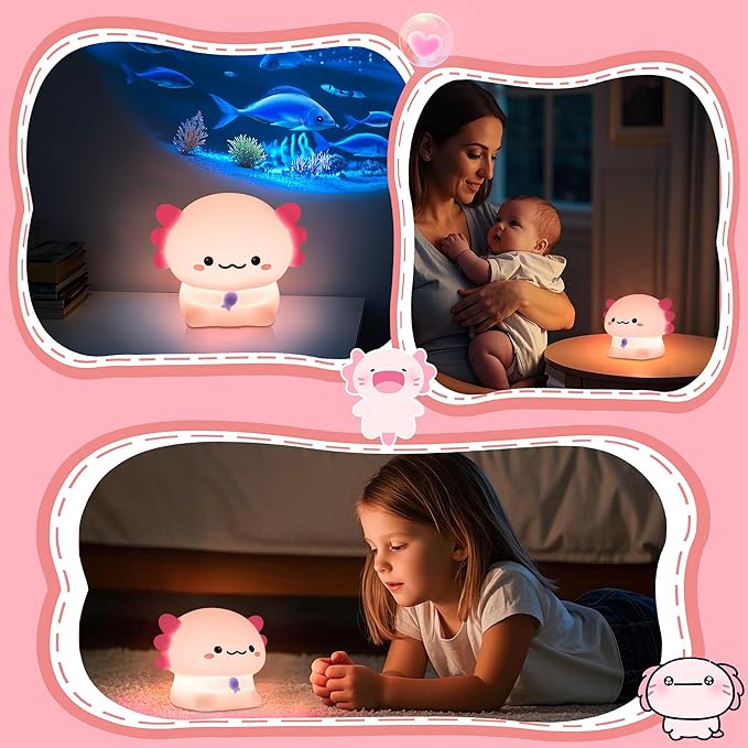 YuanDian Axolotl Night Light, Gift for Children and Babies, Decorate Kids' Bedroom with Cute Silicone Axolotl Nightlights, Christmas Birthday Gift for Girls Teens Toddlers and Adults - Bloomnest