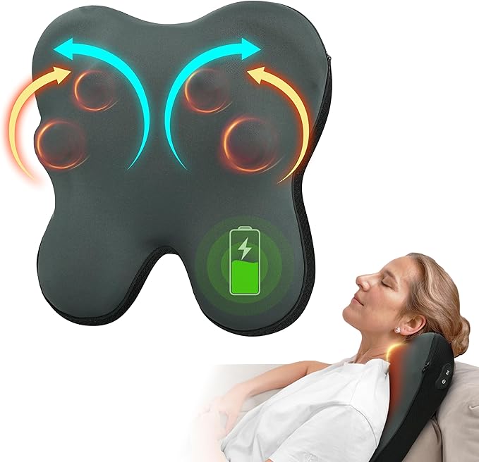 Back Massager with Heat, FSA Eligible HSA Eligible Cordless Shiatsu Neck Massager for Muscle Pain Relief, Kneading Massage Pillow for Neck, Back, Shoulder, Gifts for Women Men - Bloomnest