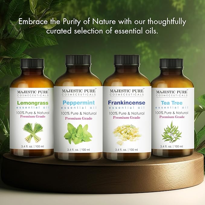 Majestic Pure Tea Tree Essential Oil with Glass Dropper - 3.4 Fl Oz Pack of 2-100% Pure and Natural Tea Tree Oil - Premium Grade Essential Oils for Diffuser, Aromatherapy, Soap and Candle Making - Bloomnest
