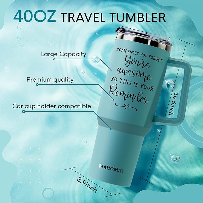 Inspirational Gifts for Women, Sometimes You Forget Your Awesome Gift - Birthday Thank You Gifts for Women, Mom, Wife, Daughter, Sister, Best Friend 40 oz Tumbler with Handle - Bloomnest