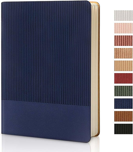 Lined Journal Notebook for Work College Ruled Note Book 5.79"x8.27" A5 PU Leather Daily Journaling 216 Pages for Women Men Writing Home School Supplies Business (Dark Blue) - Bloomnest