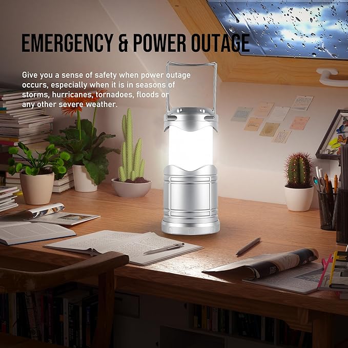 Lichamp LED Camping Lantern, 4 Pack Battery Powered Flashlight for Power Outages, Portable Collapsible Hanging Light Essential for Home, Outdoor, Emergency Lamp Survival Kit Gear for Hurricane, B4SL - Bloomnest