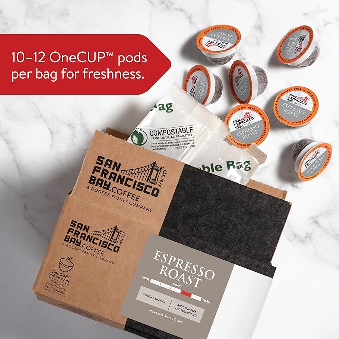 San Francisco Bay Compostable Coffee Pods - Espresso Roast (80 Ct) K Cup Compatible including Keurig 2.0, Dark Roast - Bloomnest