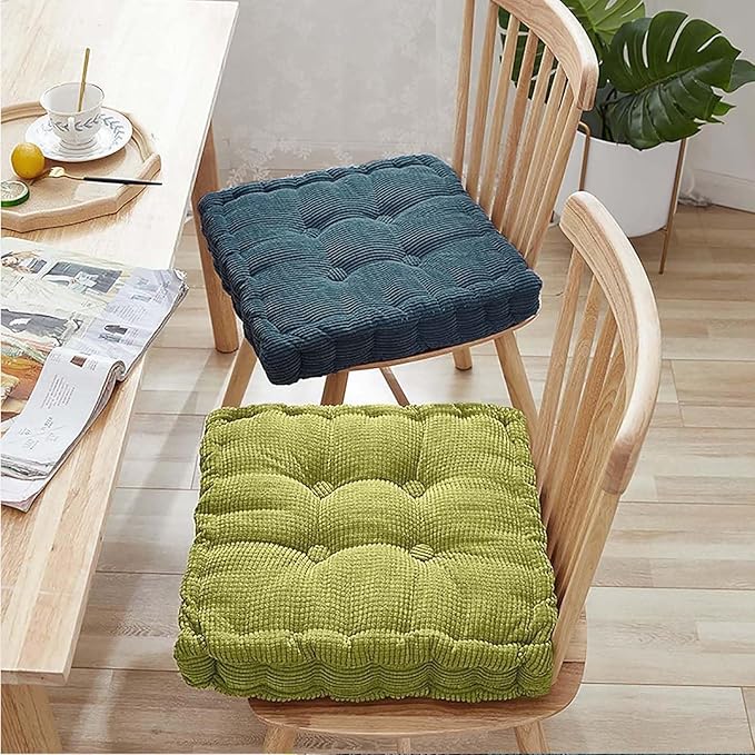 Meditation Floor Pillow Set of 2 Large Square and Round Floor Cushions for Adults Ivory Corduroy Floor Seat Pillows Cushion for Living Room Balcony Tatami Yoga,18x18 Inch - Bloomnest