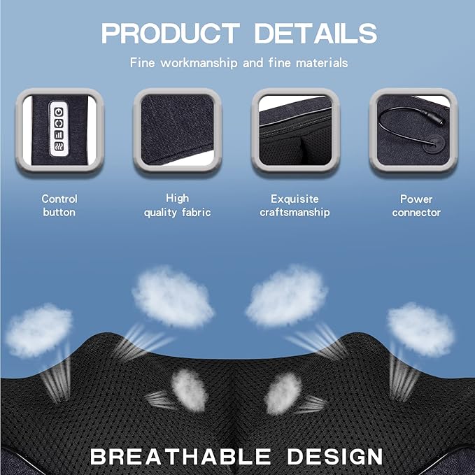 Mo Cuishle Shiatsu Back Shoulder and Neck Massager with Heat, Electric Deep Tissue 4D Kneading Massage, Best Gifts for Women Men Mom Dad, Fathers Day, Mothers Day, Christmas Gifts - Bloomnest