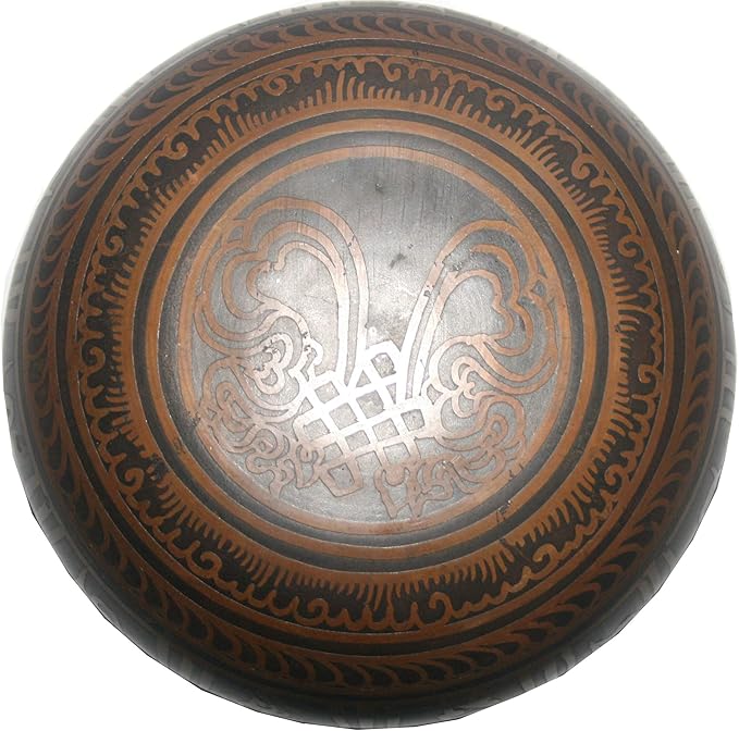 5128 SB 'B' Note Crown Chakra Antique Tibetan Auspicious Symbol Bowl Set ~ Nepal - Bloomnest