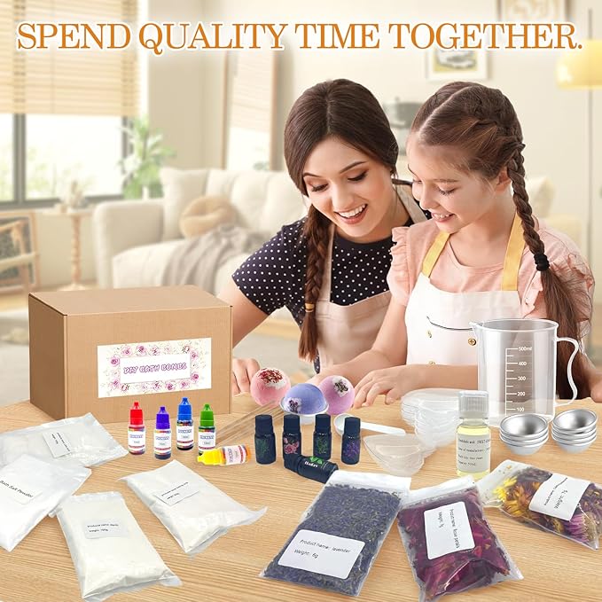 DIY Bath Bombs Making Kit for Teen Girls, Bath Bubble Toy with Molds and Scents, Spa Gift Set, Multi-Colored - Bloomnest