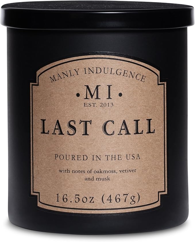 Manly Indulgence Last Call Scented Candles for Men, 16.5 oz Single Wick, Premium Soy Blend Wax, 60H Burn, Candles for Home Scented – Made in The USA - Bloomnest