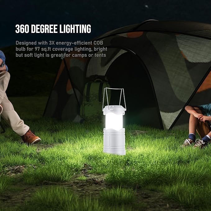 Lichamp LED Camping Lantern, 4 Pack Battery Powered Flashlight for Power Outages, Portable Collapsible Hanging Light Essential for Home, Outdoor, Emergency Lamp Survival Kit Gear for Hurricane, B4LW - Bloomnest