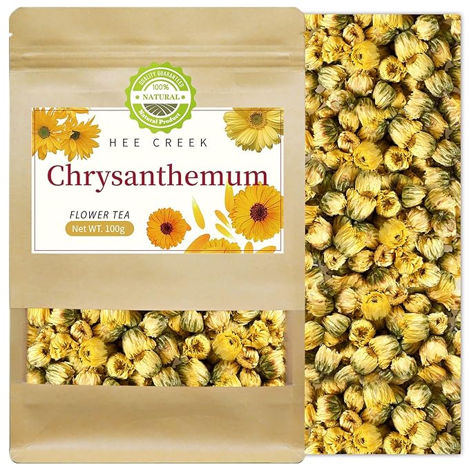 Hee Creek Superior Chinese Chrysanthemum Tea Buds 3.52oz/100g Natural Dried Fetal Chrysanthemum Flower - Tai Ju Herbal Tea Loose Leaf - Non-GMO - Caffeine Free - Aroma & Refreshing 胎菊 菊花茶 - Bloomnest