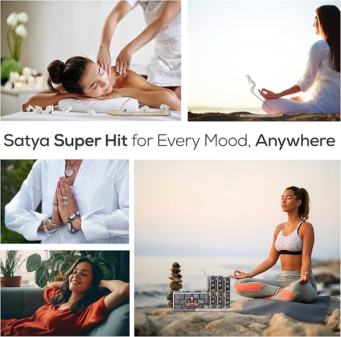 Satya Super Hit Incense Sticks, Satya Bng (Bangalore) 15gmx3 Pack (45 GMS) with Raajsee Insense Holder Bundle, Satya Nagchampa Natural - Bloomnest