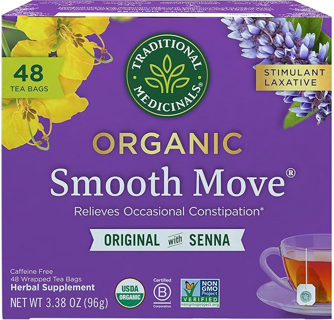 Traditional Medicinals Tea, Organic Smooth Move, Relieves Occasional Constipation, Senna - 48 Tea Bags - Bloomnest