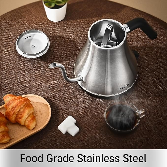 Mecity Electric Kettle Gooseneck Water Kettle Stainless Steel Tea Kettle Water Boiler Fast Heating, Auto Shut Off, 27 fl oz, 1000W, Stainless Steel - Bloomnest