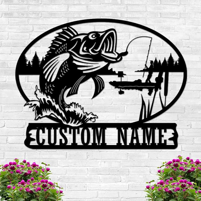 Bassfish Custom Metal Sign | Bass Fishing Wall Art | Personalized Home Decor | Custom Outdoor Metal Sign | Indoor Wall Art - Bloomnest