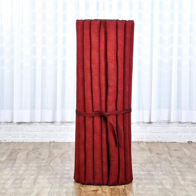 Leewadee - Kapok Roll Mat – Handcrafted Folding Sleep & Relaxation Mattress from Thailand, Ideal as Guest Bed, Camping Mat, Yoga Mat or Traditional Futon, 75 x 39 inches, Red - Bloomnest