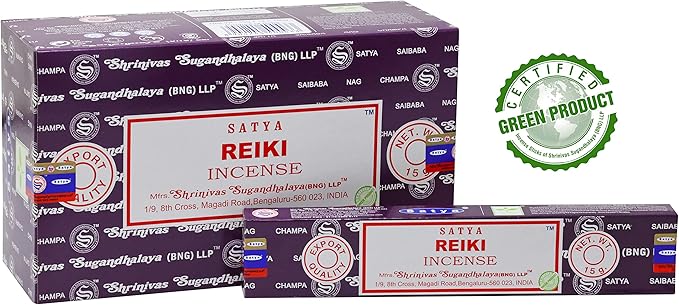 EARTH Satya Reiki Incense Sticks 15 GMS (Pack of 12) (Green Certified) Indian Perfumed Hand Rolled Agarbatti Perfect for Worship,Relaxation, Medication. Earth