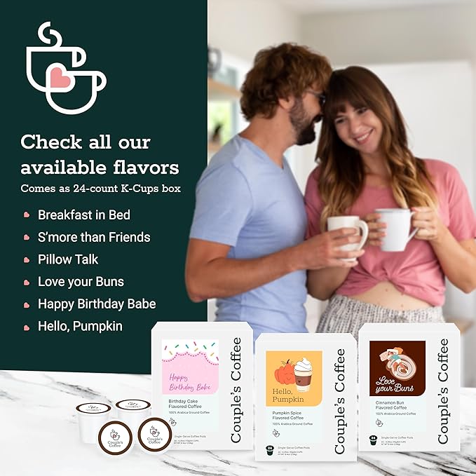 Couple's Coffee K-Cups | Decaf Coffee Pods | Gives Back to Military Families | Pillow Talk | Compatible with K-Cups & Single Serve Brewers | 24 Count - Bloomnest