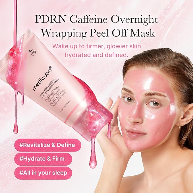 medicube Wrapping Mask PDRN Caffeine Overnight Peel Off Facial Mask | Firming, Depuffing & Hydration | Caffeine, Collagen For Refined, Glass Skin & Face Contour Support | Korean Skin Care, 2.53 fl.oz - Bloomnest