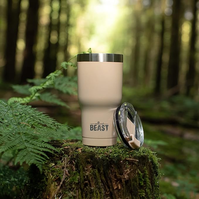 Beast 30 oz Tumbler Stainless Steel Vacuum Insulated Coffee Ice Cup Double Wall Travel Flask (Sand) - Bloomnest