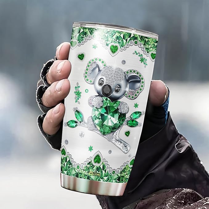 WAZONE Personalized Koala Coffee Tumbler With Lid Custom Name Travel Mugs For Adults Teen Kids Koalas Lovers Stainless Steel 20oz 30oz Vacuum Insulated Drinking Cup Birthday Christmas Gifts - Bloomnest