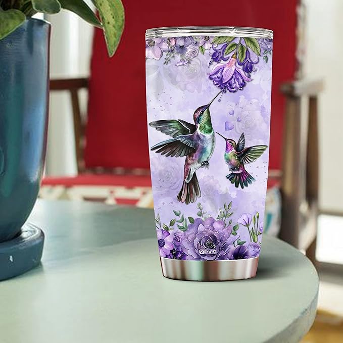 Personalized Hummingbird Tumbler gifts for women Customized Name Mug Mother Day Gift Birthday Christmas Valentine Custom Water Bottle 20oz Insulated Stainless Steel Coffee Cup with Lid - Bloomnest