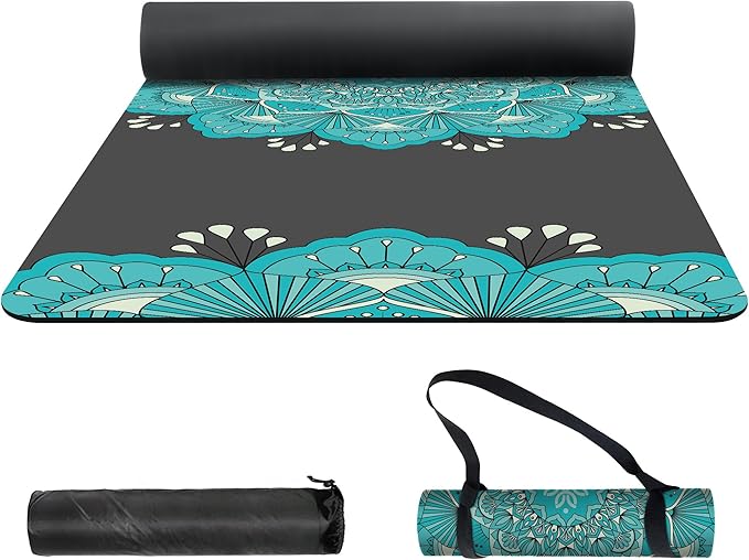 nuveti Yoga Mat Print Extra Thick TPE Non Slip Fitness Exercise Mat with Carrying Bag,72"x24" Extra Thick 6MM Exercise & Workout Mat for Yoga, Pilates Fitness and Floor Exercises - Bloomnest