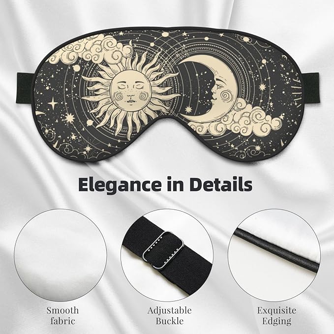 Sleep Eye Mask Mandala Vintage Boho Sun Moon Sleep Mask for Women Men Comfortable Eye Mask with Adjustable Strap Soft Eye Cover Blindfold for Travel Yoga Nap Shift Work - Bloomnest